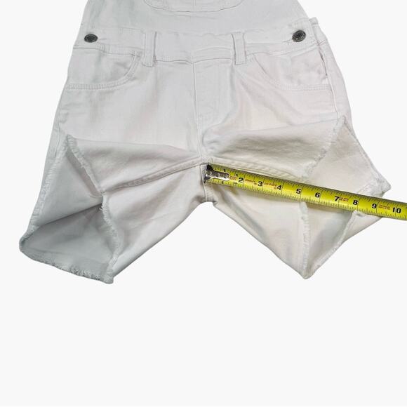 Levi's Girls Denim Shortalls White Size 12 Cutoffs Frayed Hem Adjustable Straps - Picture 9 of 12